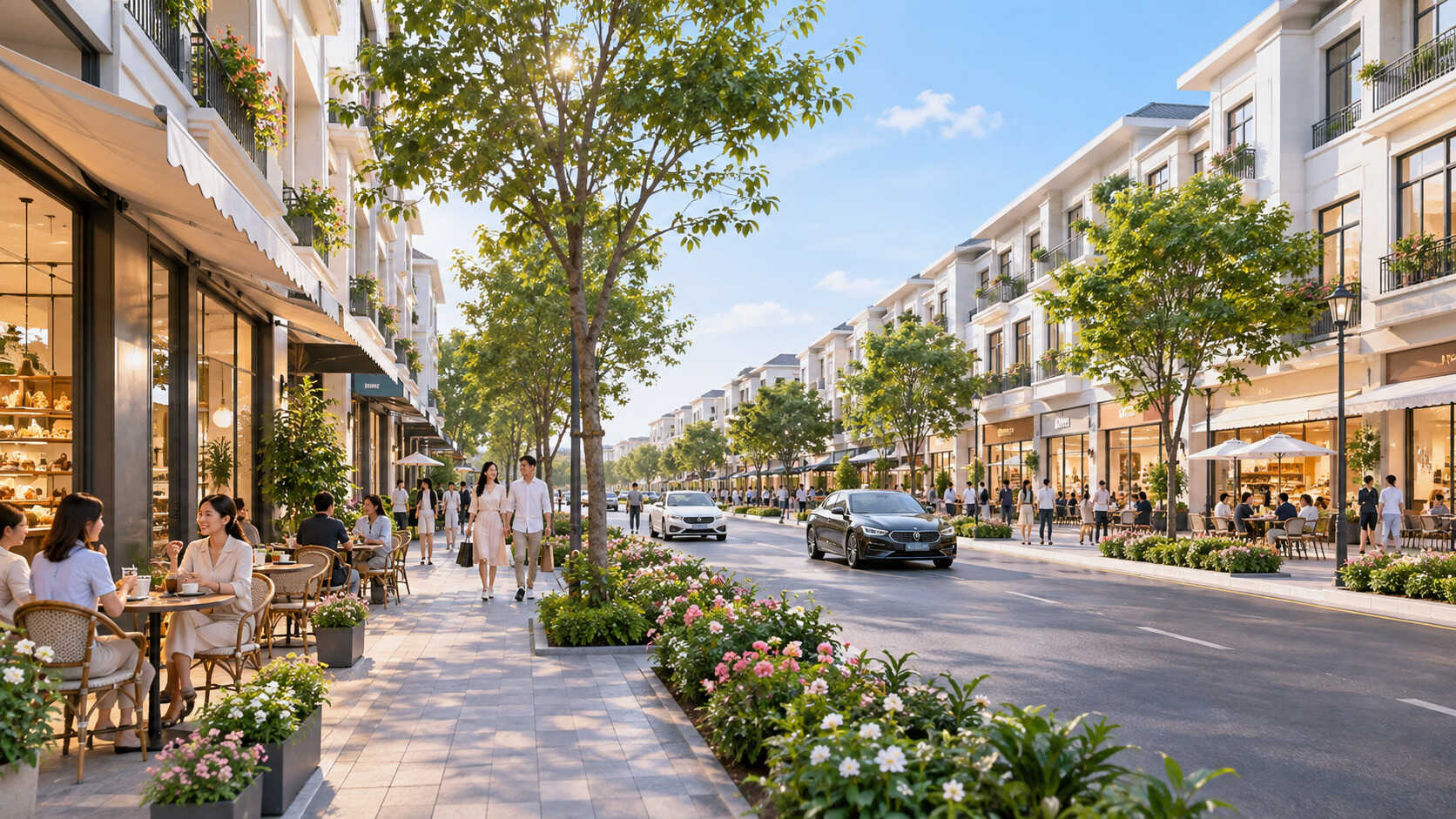 Khu thương mại dịch vụ Vinhomes King Park với phố mua sắm và ẩm thực
